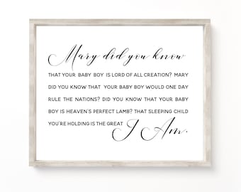 Mary Did You Know Christmas Print: Baby Jesus Art (Digital Download)