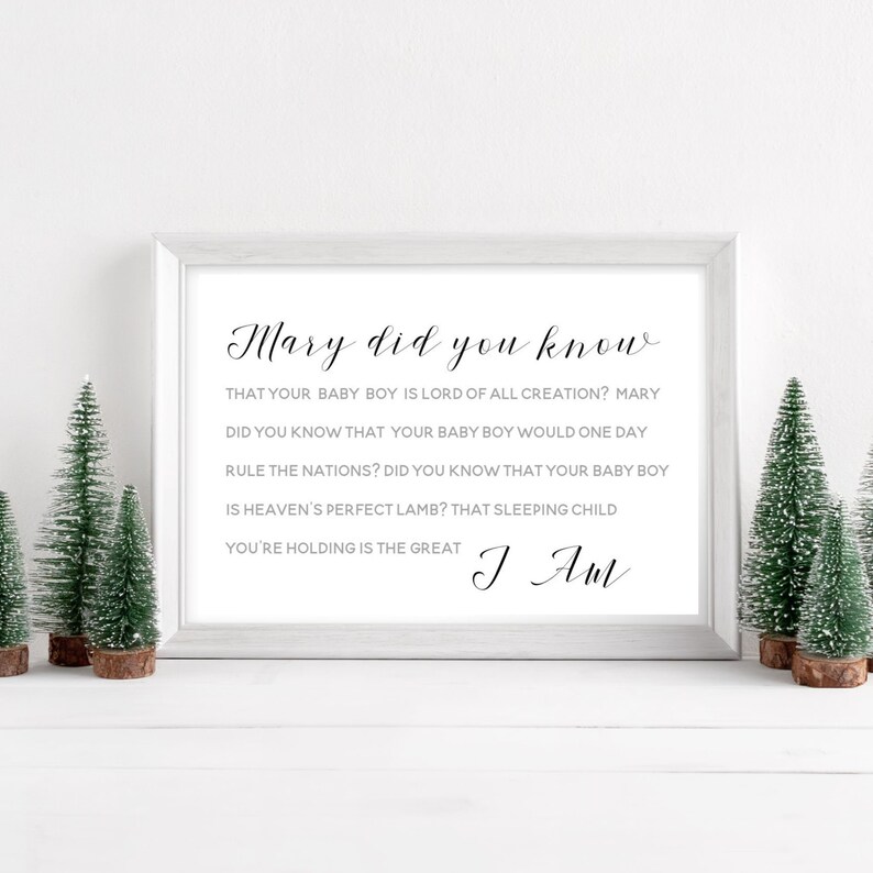 Mary Did You Know Christmas Print Xmas Print Baby Jesus Etsy