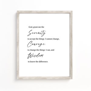 Serenity Prayer Print, Reinhold Niebuhr, Sobrietà Gift, Alcolisti Anonimi Twelve Step Recovery, Bible Verse Print, Christian Scriptures