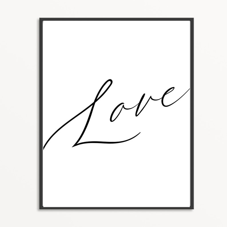 Love Script Printable Wall Art Printable Love Print Love Wall Etsy