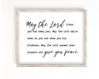 May the lord bless you and keep you printable,Numbers 6:24-26, Farmhouse Decor Bible verse wall art print, Christian wall art, Scripture Art