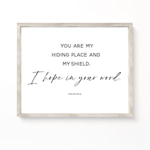 Psalm 119:114 You Are My Hiding Place Scripture Bible Verse Bible Verse wall art Scripture printables Christian wall decor Christian prints
