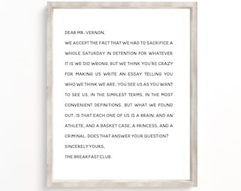 Impression finale de The Breakfast Club : illustration de citation de film (téléchargement numérique)