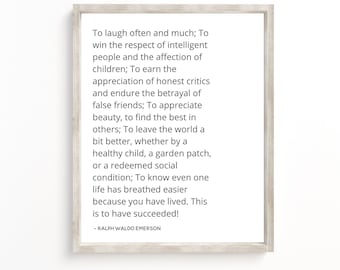 Ralph Waldo Emerson Zitat Kunstdruck: Buchliebhaber Geschenk (Digitaler Download)
