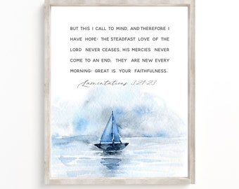 Lamentations 3:21-23 Bible Verse Watercolor Art (Digital Download)