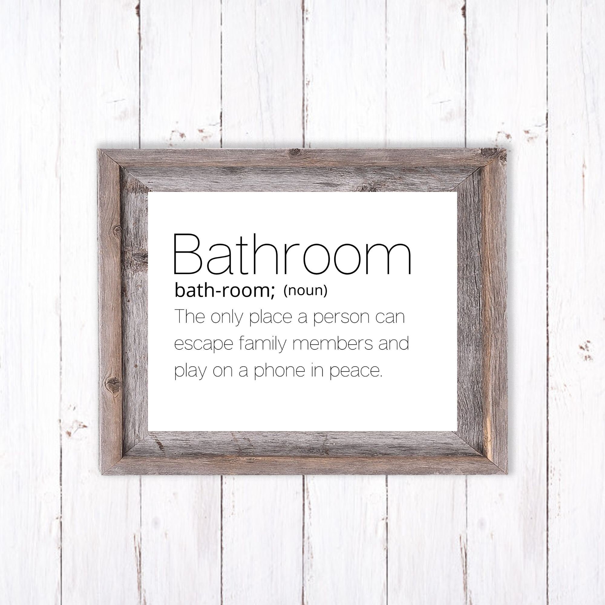 Bathroom Definition Sign Funny Bathroom Art Bathroom Wall Etsy
