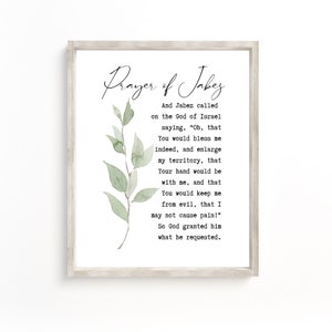 Gebed van Jabes, 1 Kronieken 4:10, Schrift Wall Art, Christelijke Kunst aan de Muur, Bijbel Vers Teken, Christelijk Geschenk, Schrift Kunstwerk, Botanisch