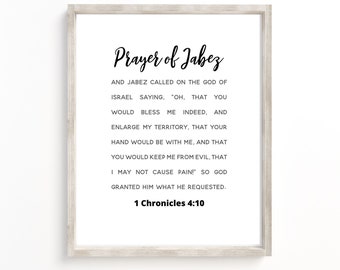 Prayer Of Jabez, 1 Chronicles 4:10, Scripture Wall Art, Christian Wall Art, Bible Verse Sign, Christian Gift, Scripture Artwork,Prayer Print