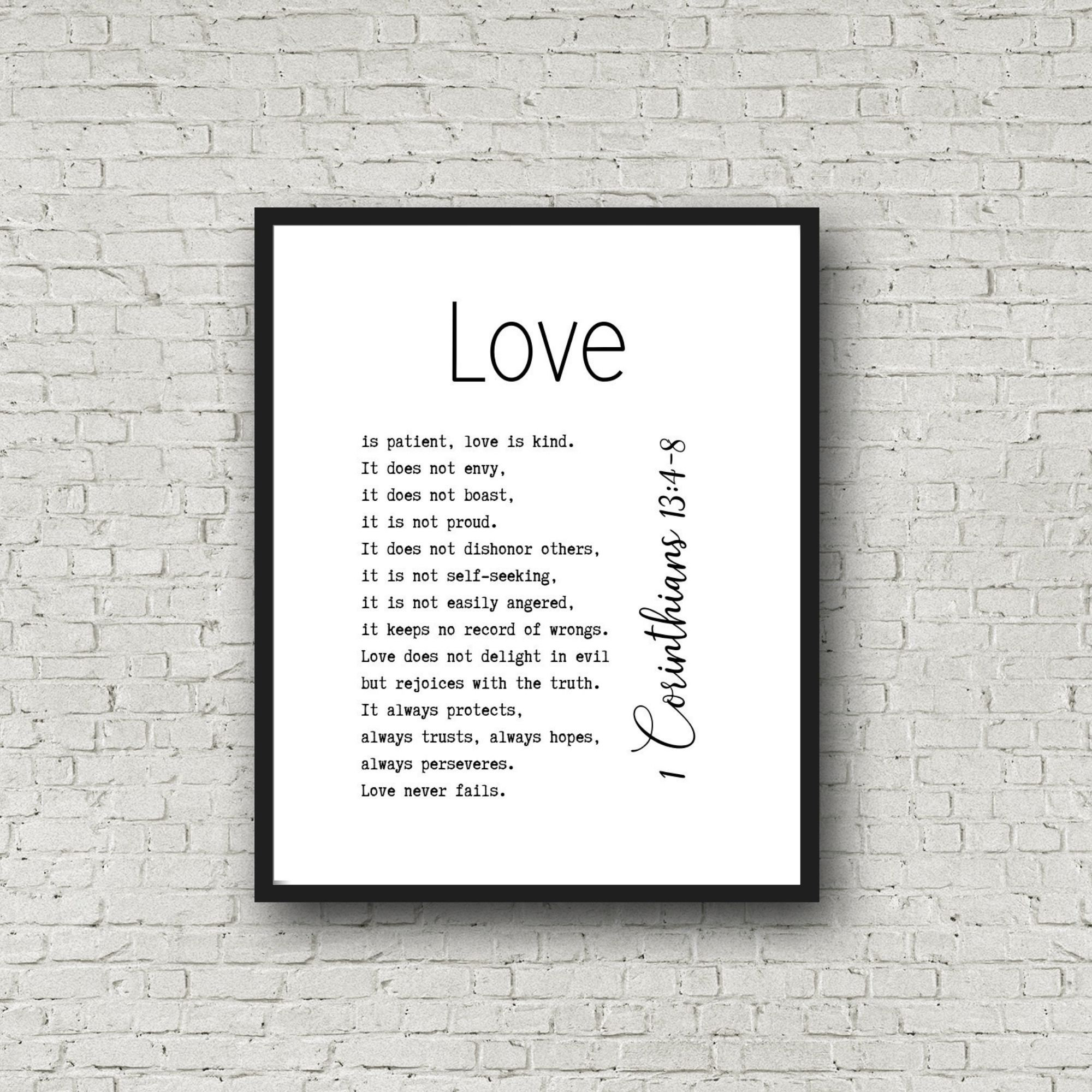 1 Corinthians 13:4-8 Love Scripture Art, Christian Wall Art (digital ...