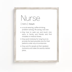 Nurse Gift, Nurse Definition Print, Nurse Appreciation, Sincere Nurse Quote Sign, Minimalist Decor, Birthday leaving Work Gift, Wall Art