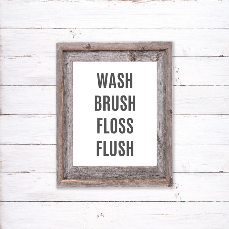 Wash Brush Floss Flush Printable, Bathroom Wall Art, Toilet Poster ...
