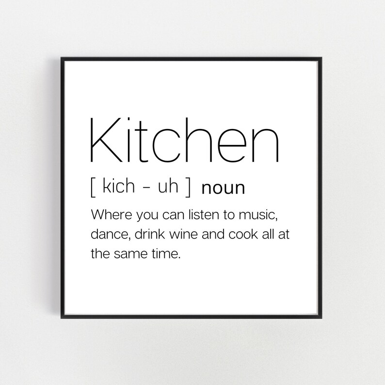 Kitchen Definition Print Minimalist Poster Definition Etsy