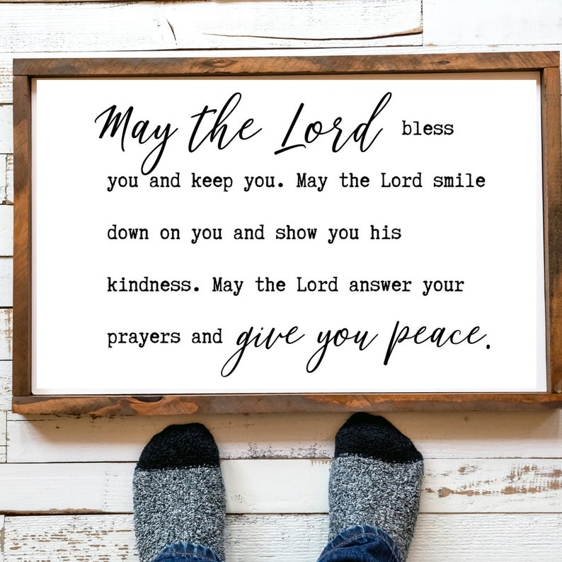 Poster Su Tela Numeri 6:24-26 'May The Lord Bless You' - Stampa Ispiratrice Cristiana 29x38 Cm, Pronta Da Appendere O Mettere In Tavolo