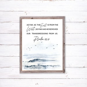 Psalm 103:12 as Far as the East is From the West Baptism Gift Christian ...