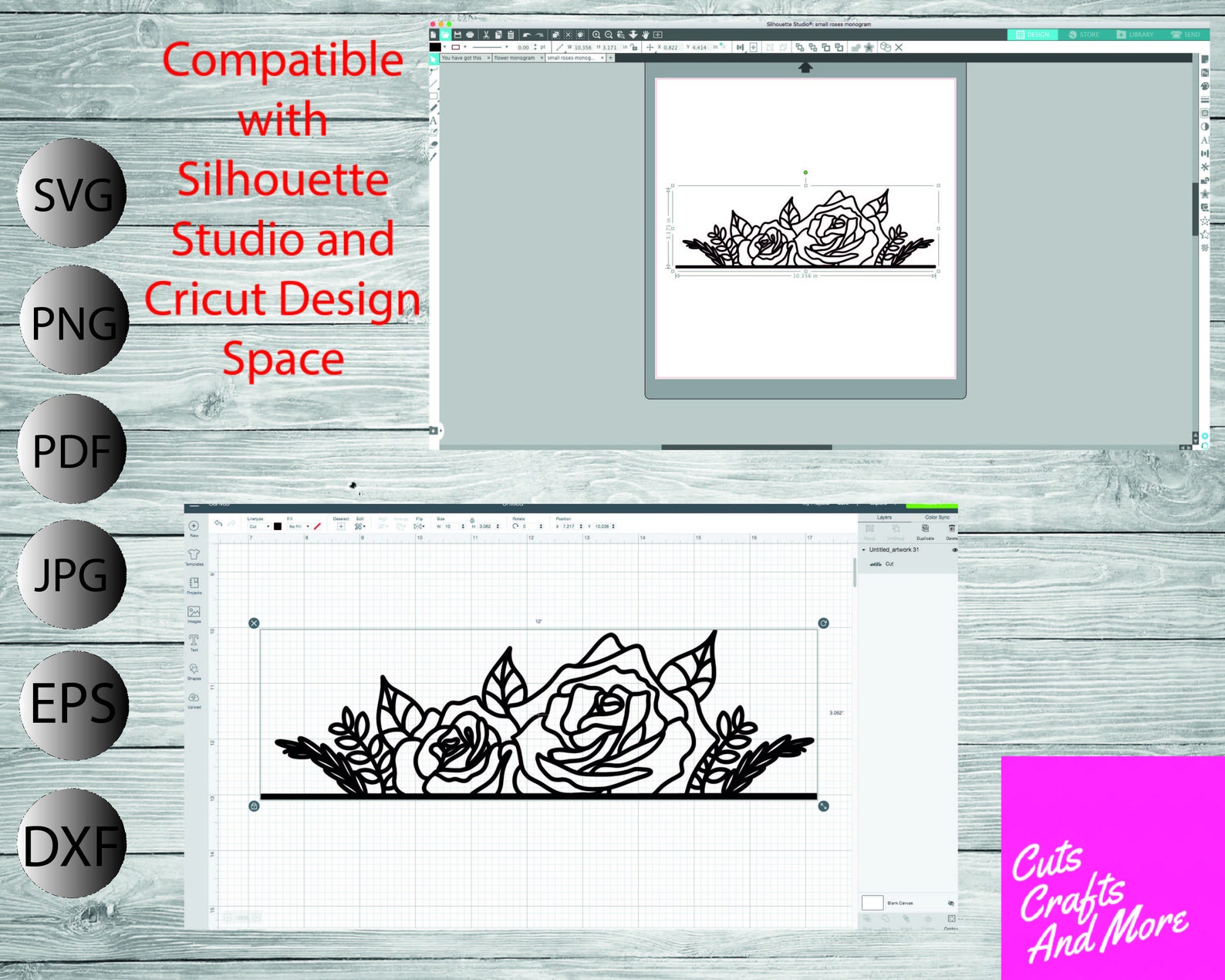 Floral Border SVG Flowers Svg Cricut Silhouette Svg Pdf Png | Etsy UK