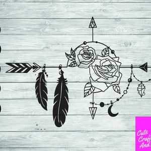 Mandala Compass SVG, Feather svg, Cricut Silhouette, svg pdf png jpg eps, Dream catcher clipart, Boho Feathers, Mandala SVG,