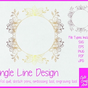 Floral Border svg, Folie, Federkiel, Prägedruck, unsichtbare Tinte, Skizzenstift, Gravur, digitaler Download, Cricut Silhouette, Kartengestaltung