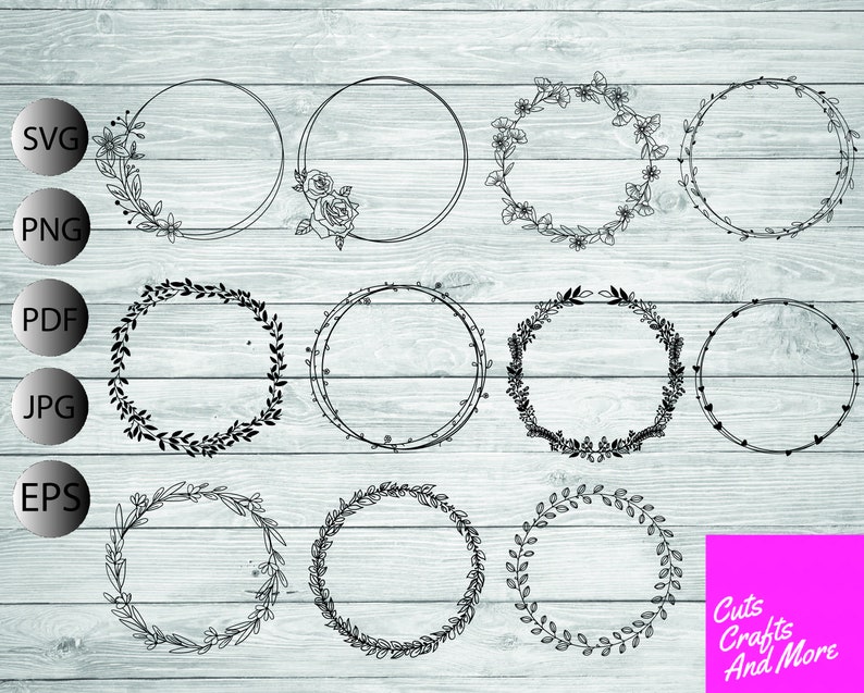 Free Free 203 Wreath Silhouette Flower Border Svg SVG PNG EPS DXF File