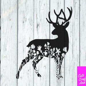 Deer with Flowers SVG, Cricut Silhouette, Deer clipart, svg pdf eps jpg, Floral SVG, Flowers Clipart, Animal svg, Forest Animal SVG