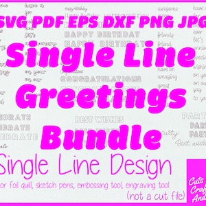 Greetings Bundle einzelne Linie svg, Folienfeder, Prägung, unsichtbare Tinte, Skizzenstift, Gravur, digitaler Download, Cricut Silhouette, Kartengestaltung