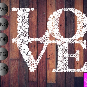 Floral Love Papercut Template: Cricut & Silhouette (Digital Download)