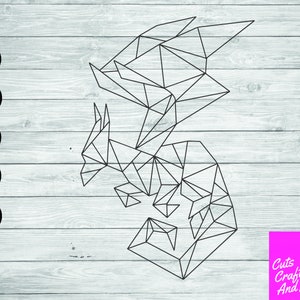 Geometryczny smok SVG, sylwetka Cricut, svg pdf png jpg eps, smok SVG, szablon smoka, projekt smoka, smok inspirowany DnD, geometryczny svg