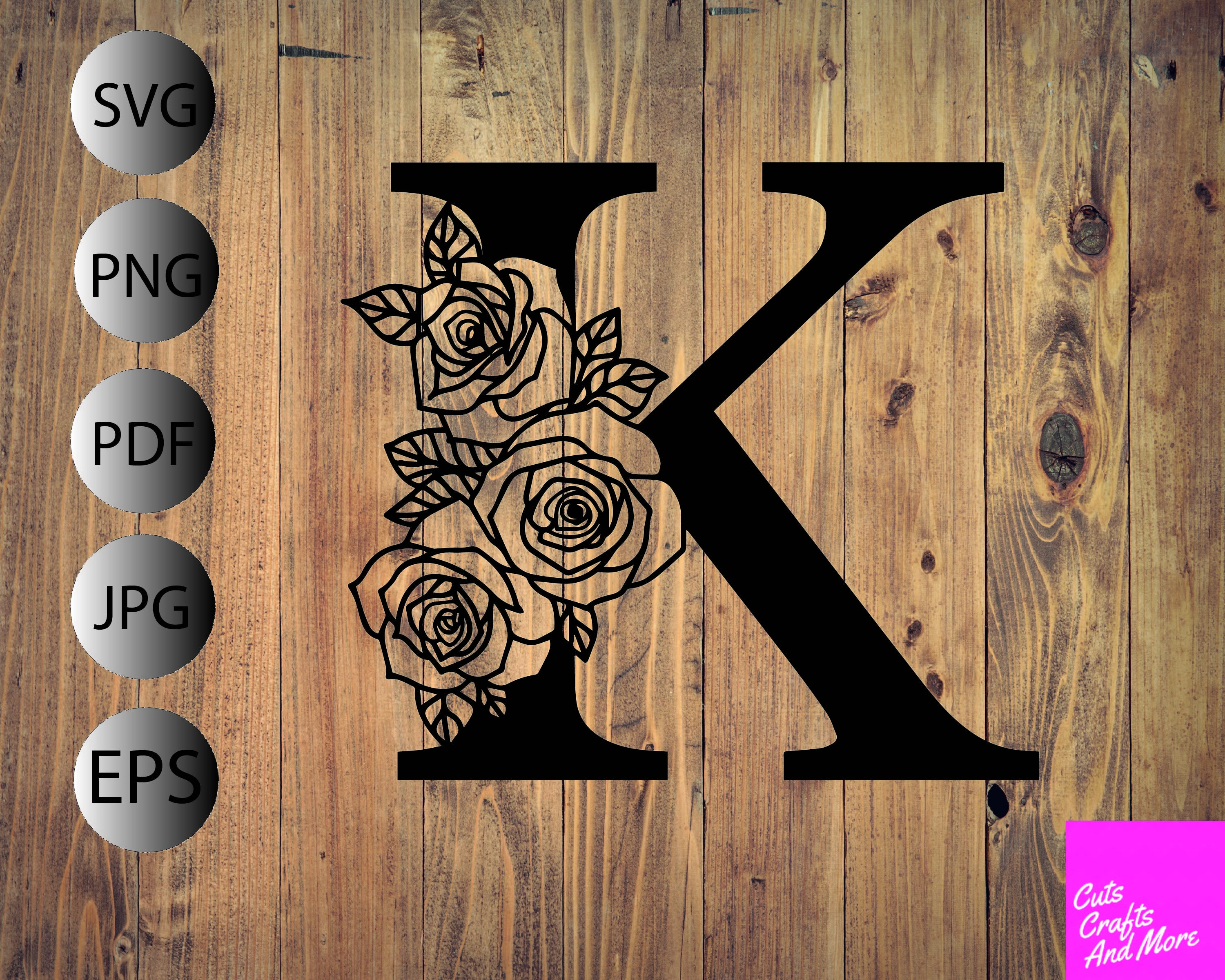 Floral Letter K Alphabet Cricut Silhouette Svg Pdf Png Jpg | Etsy