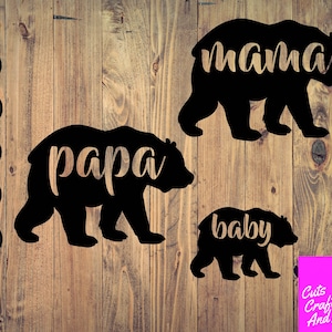 Maman ours SVG, papa ours SVG, bébés oursons, Silhouette Cricut, clipart maman ours, svg pdf eps jpg, maman ours, famille ours, animaux de la forêt svg
