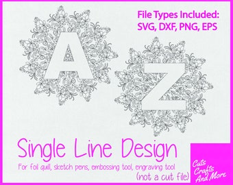 Monogram Alphabet Single Line SVG: Foil Quill, Sketch Pen (Digital Download)