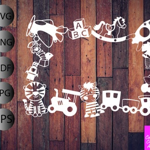 Bordure bébé garçon | Modèle de papier découpé | Silhouette Cricut | svg pdf png jpg eps | petit garçon | frontière | nouveau-né | Découpe de papier
