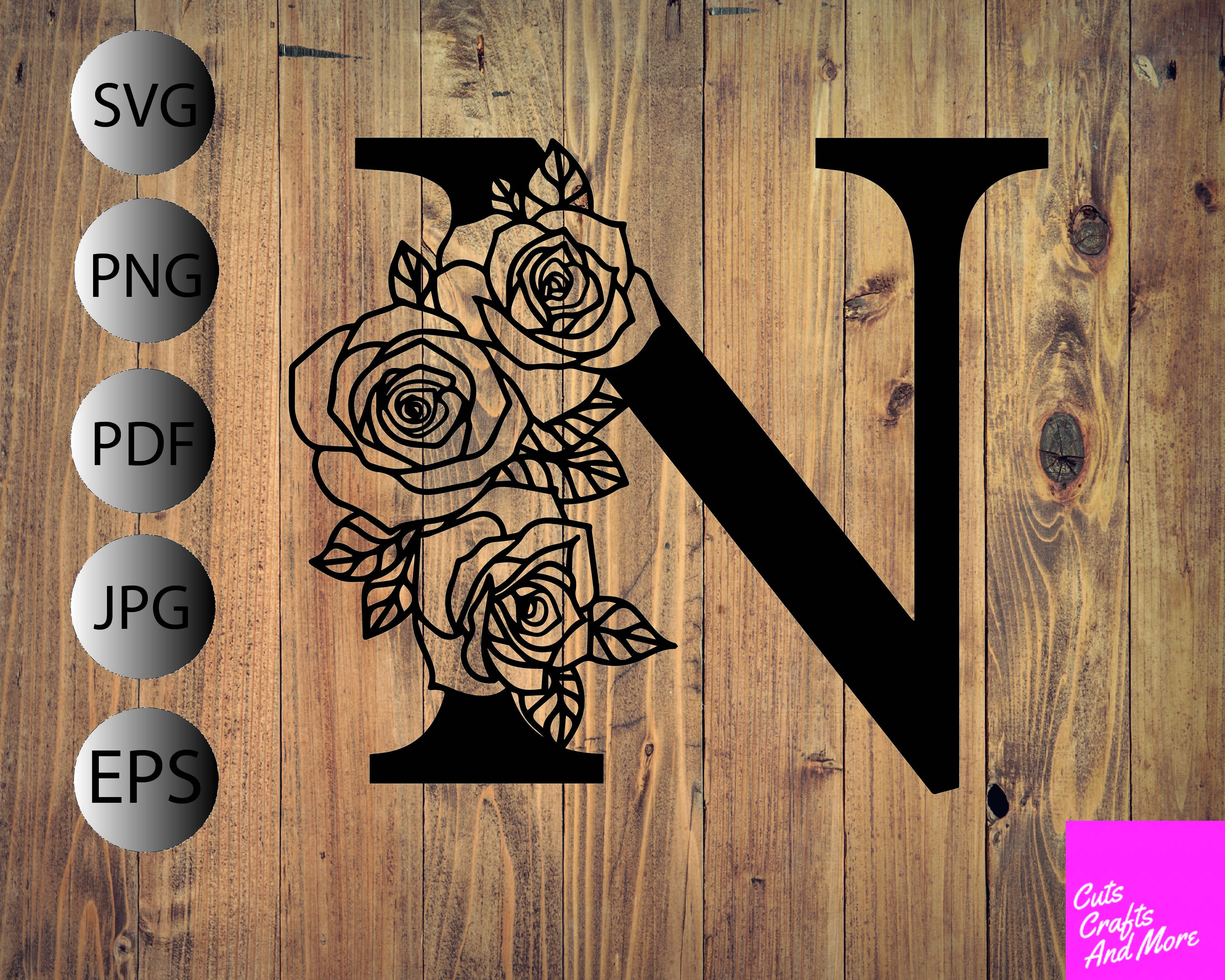 Floral Letter N Alphabet Cricut Silhouette Svg Pdf Png Jpg Etsy Singapore
