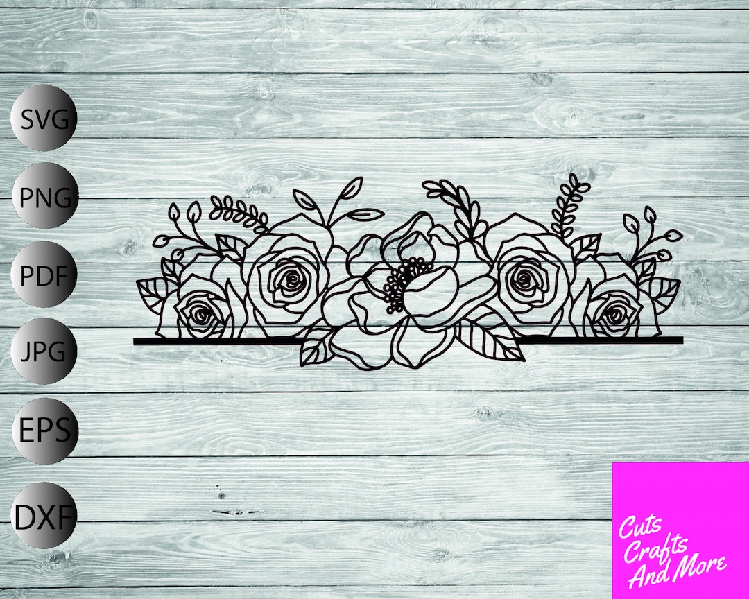 Floral Border SVG, Flowers Svg, Cricut Silhouette, Roses SVG, Floral