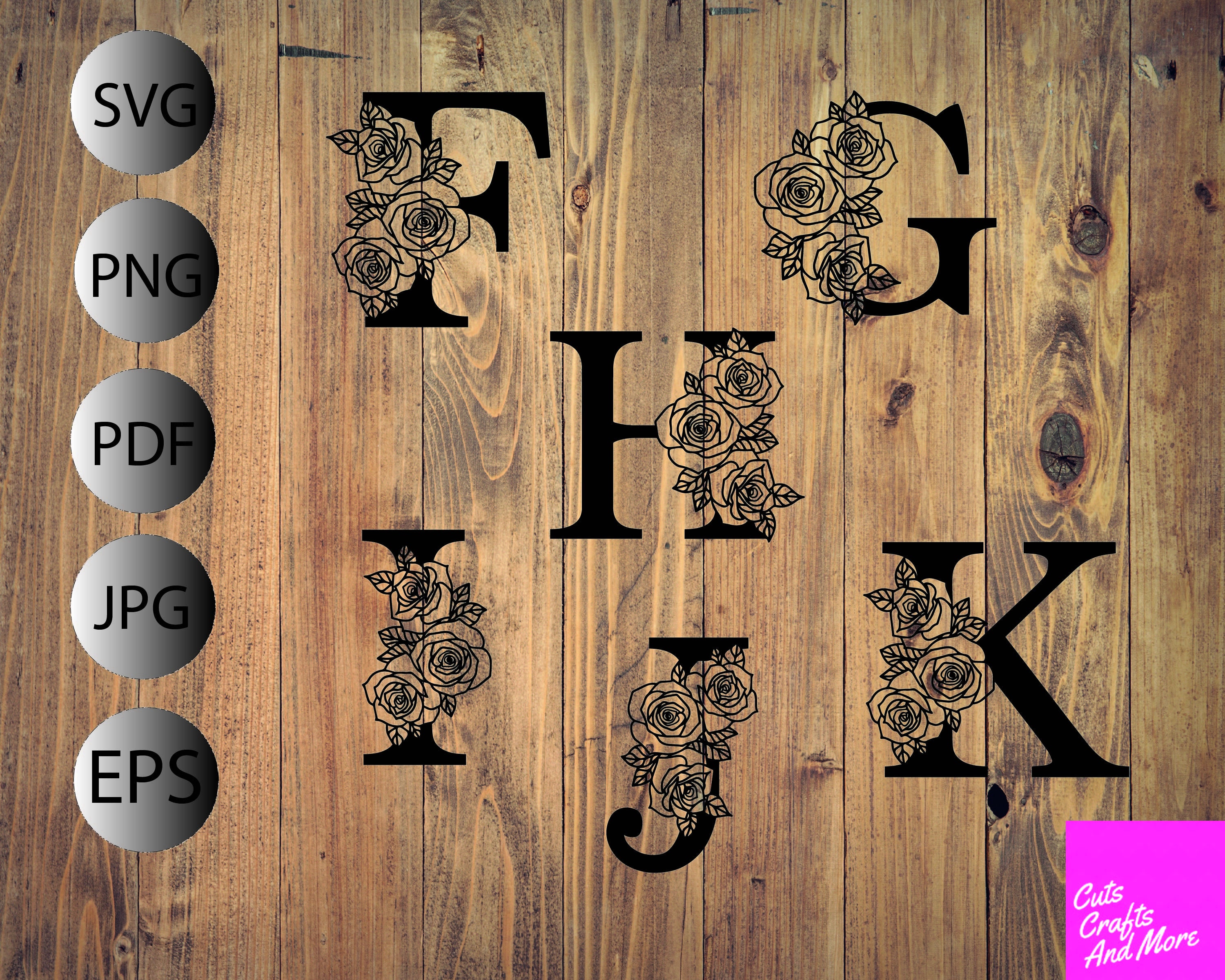 Floral Alphabet SVG: Rose Letter Designs, Cricut/silhouette (digital ...