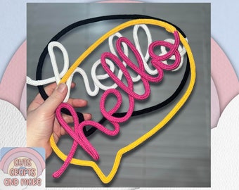Knitted Wire 'Hello' Sign: Custom Colour Home Decor
