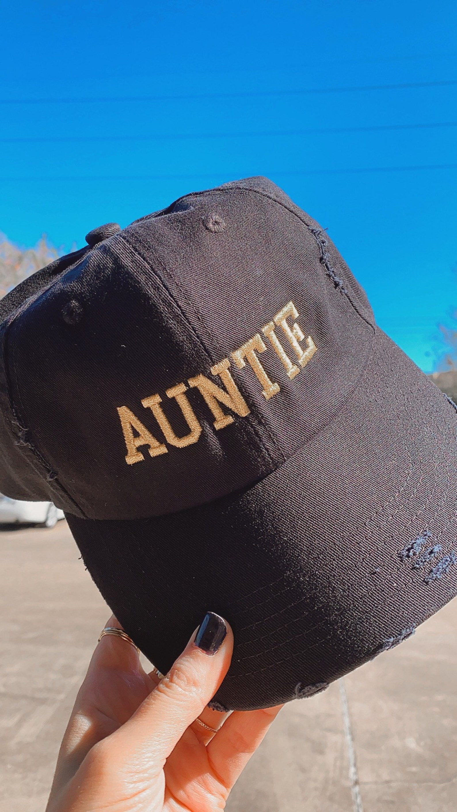 AUNTIE Aunt Baseball Cap Distressed Cap Aunt Hat Aunt Etsy