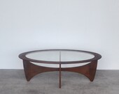 Vintage Retro Mid Century Oval Astro Teak and Glass Coffee Table by V.B WIlkins for G-Plan