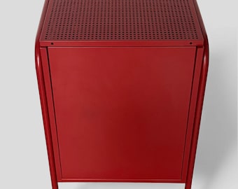 Vintage Discontinued Ikea Nikkeby Red Metal Drawers / Side Cabinet