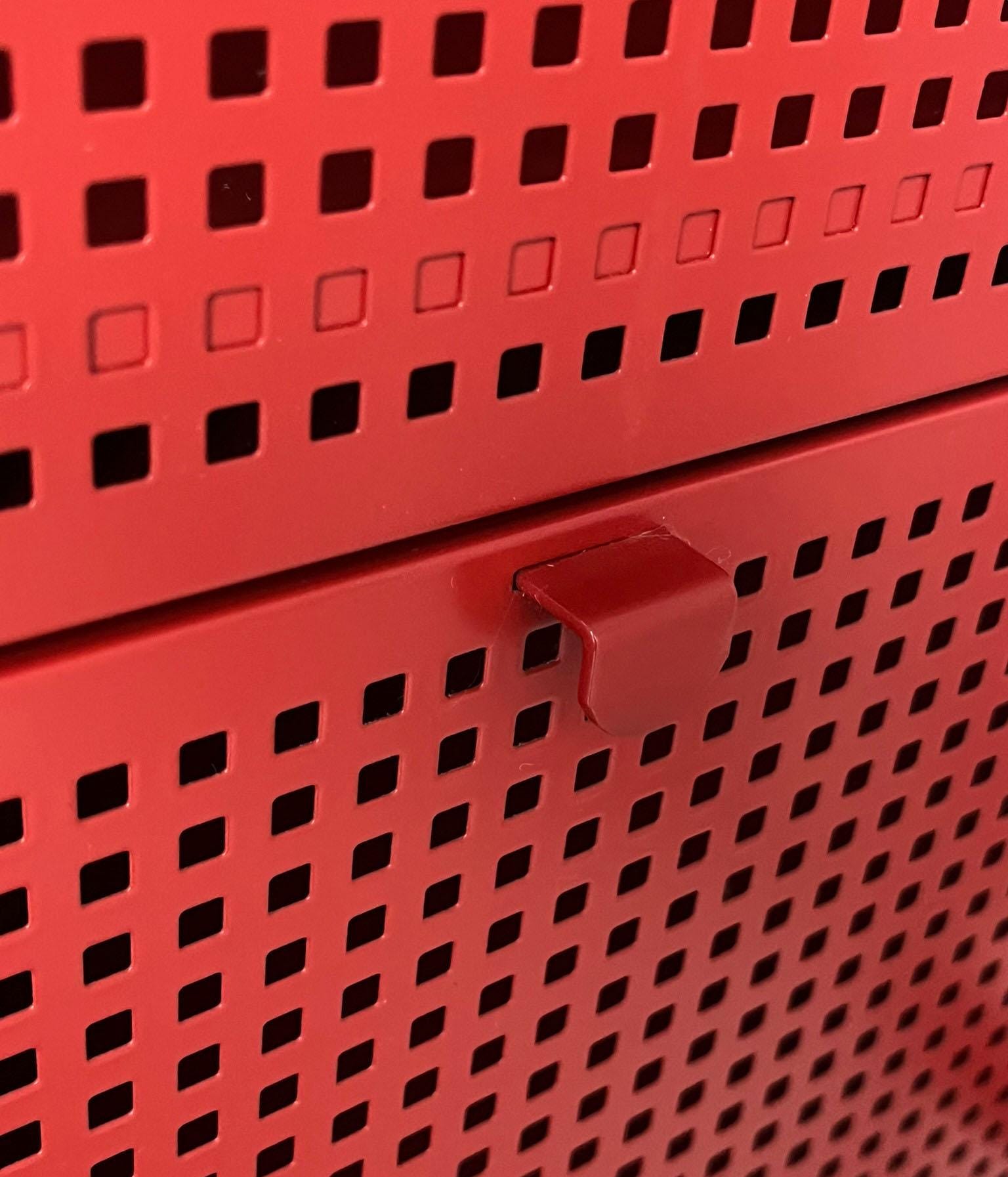 Vintage Discontinued Ikea Nikkeby Red Metal Drawers / Side Cabinet