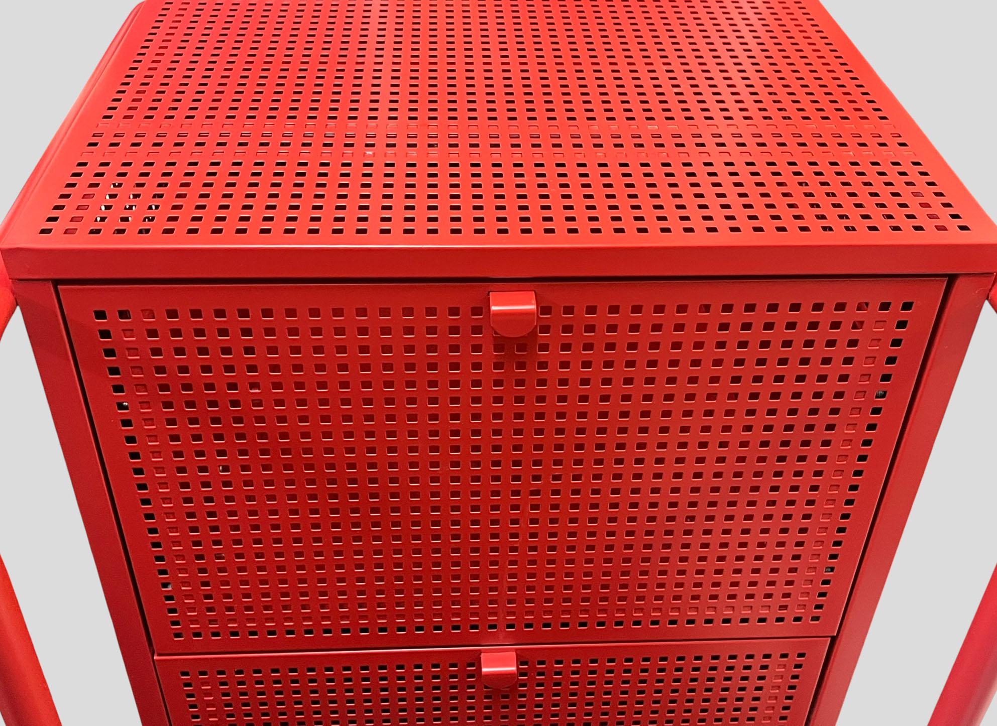 Vintage Discontinued Ikea Nikkeby Red Metal Drawers / Side Cabinet