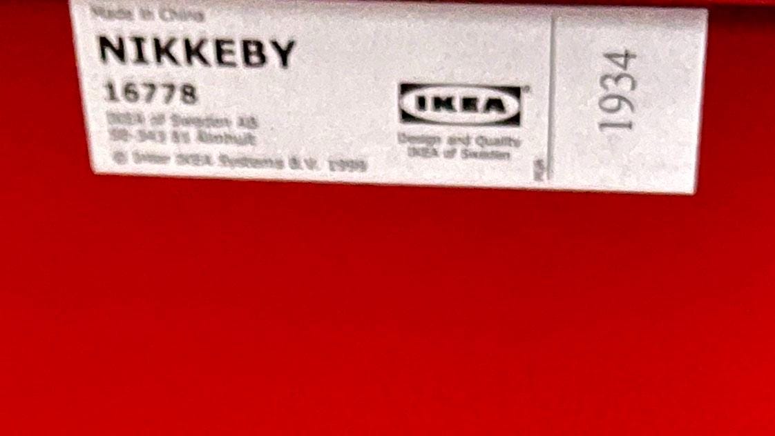 Vintage Discontinued Ikea Nikkeby Red Metal Drawers / Side Cabinet