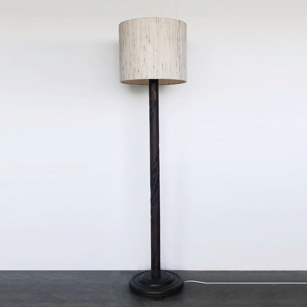 Vintage Carved Wood Oriental Design Standard Floor Lamp