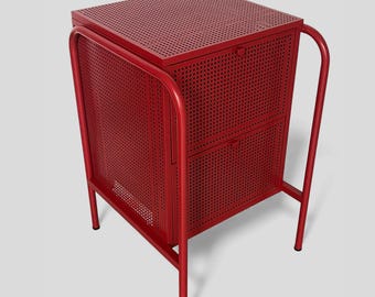 Vintage Discontinued Ikea Nikkeby Red Metal Drawers / Side Cabinet
