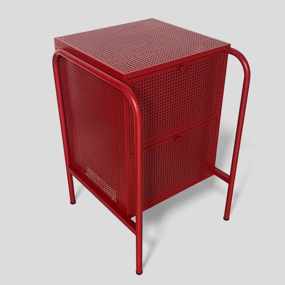 Vintage Discontinued Ikea Nikkeby Red Metal Drawers / Side Cabinet