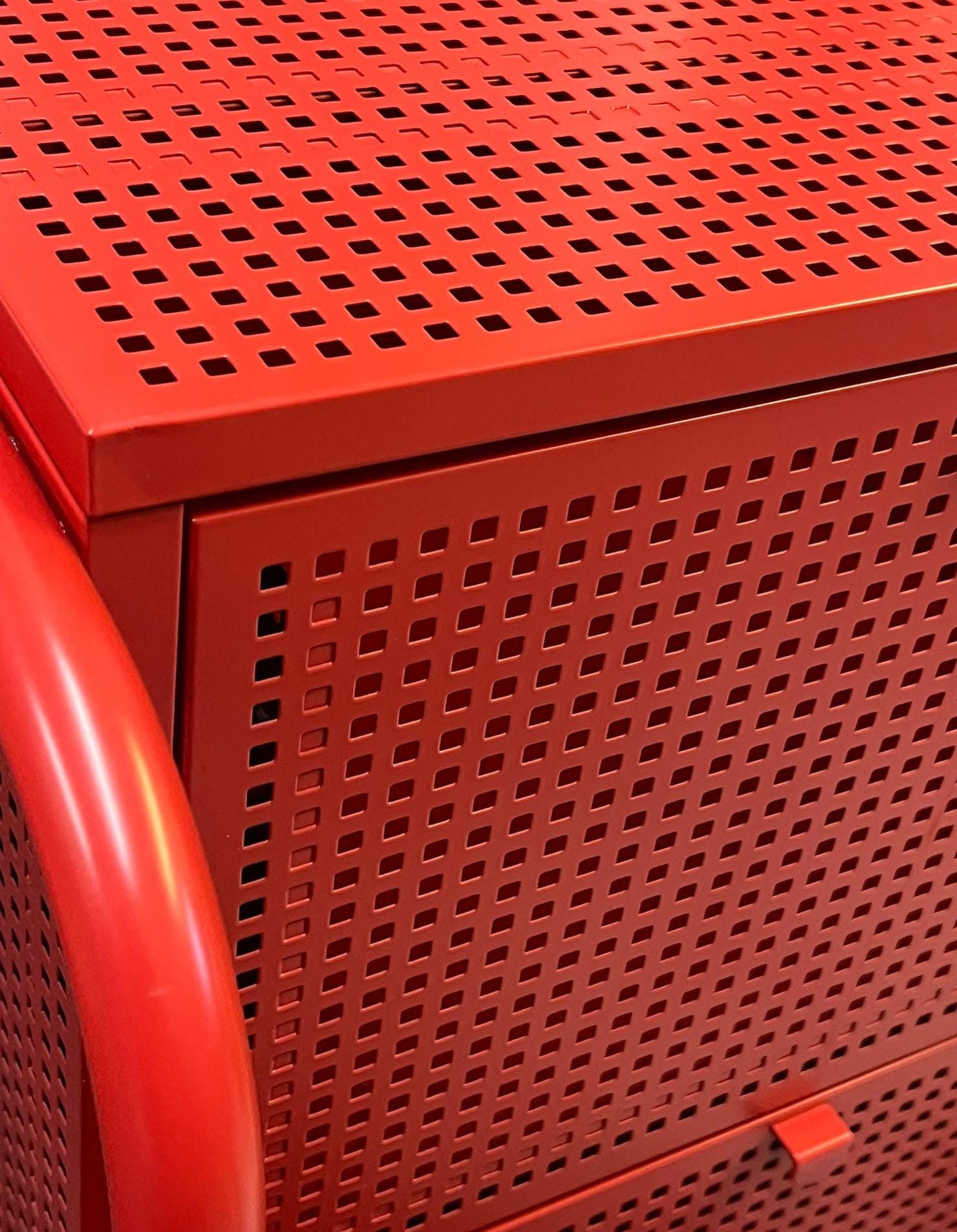 Vintage Discontinued Ikea Nikkeby Red Metal Drawers / Side Cabinet