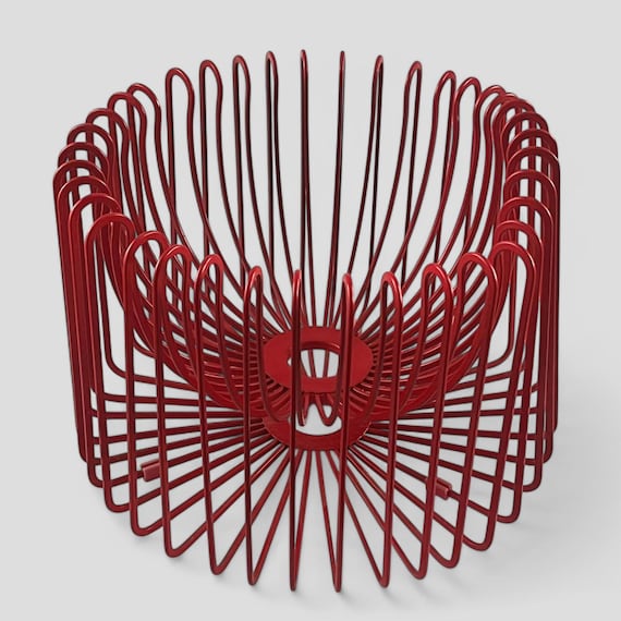Vintage 1990's IKEA Tradig Red Wire Fruit Bowl by Ehlen Johansson