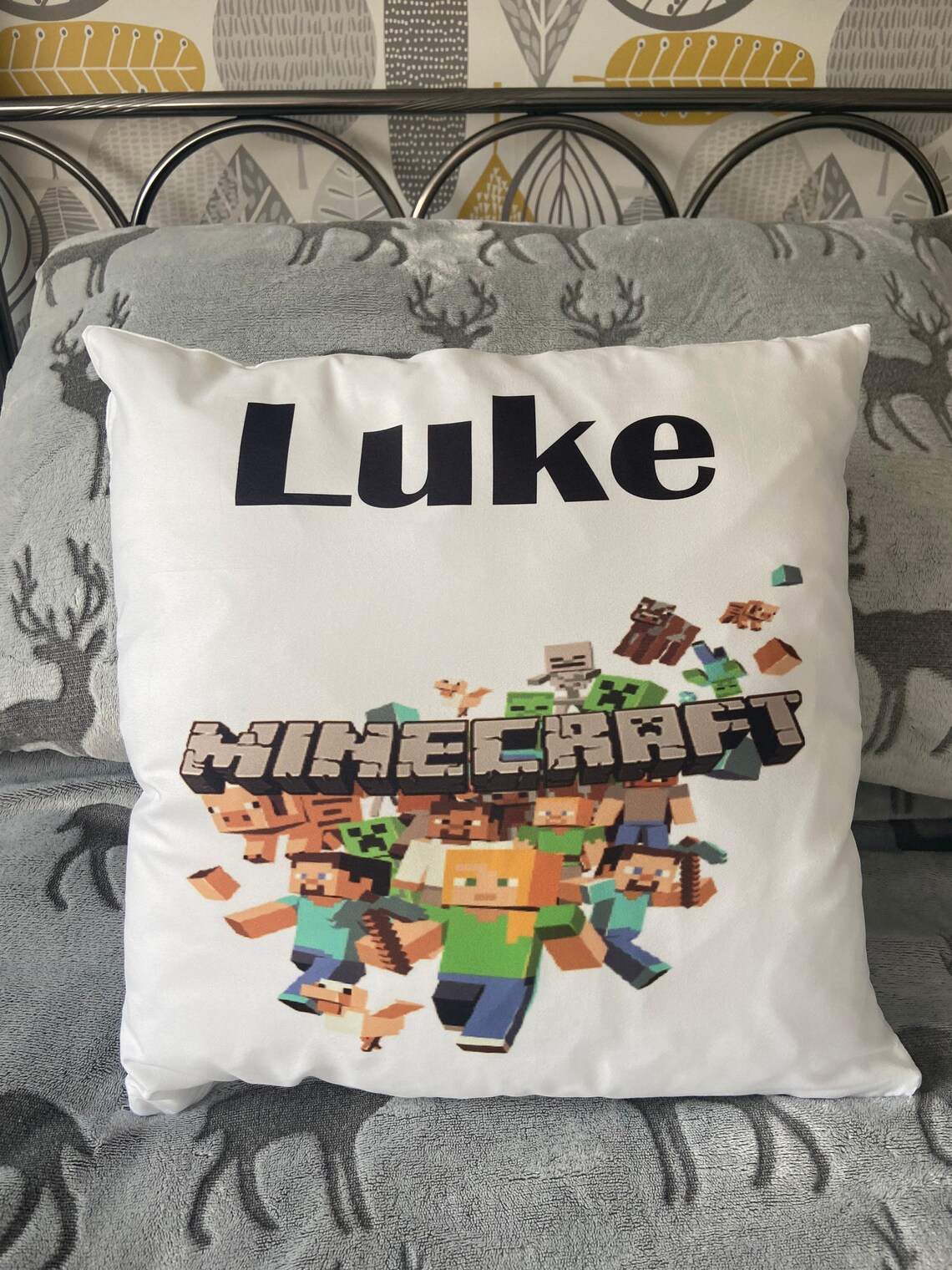 Personalised minecraft cushion minecraft cushion gift Etsy