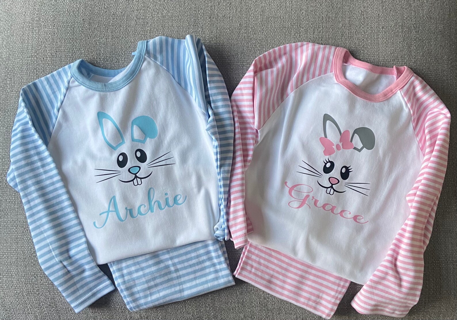 Bunny Pyjamas Easter Pyjamas Personalised Pyjamas Easter Etsy UK
