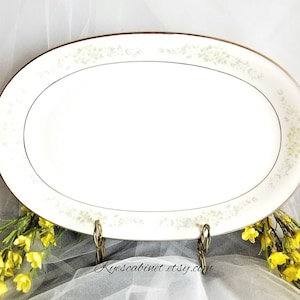 Seltmann Weiden Bavaria Oval Serving Platter, Large White China Platinum Trim Platter, Gold White Floral Pattern Replacement Made in Germany