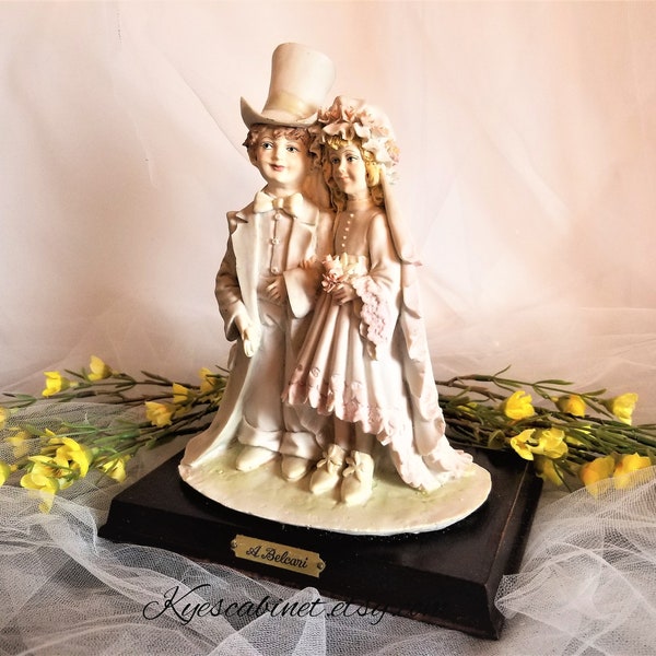 Vintage A Belcari Bride Groom Figurine, 1985 Original Sculpture of Auro Belcari, Capodimonte Porcelain, Wedding Anniversary Gift