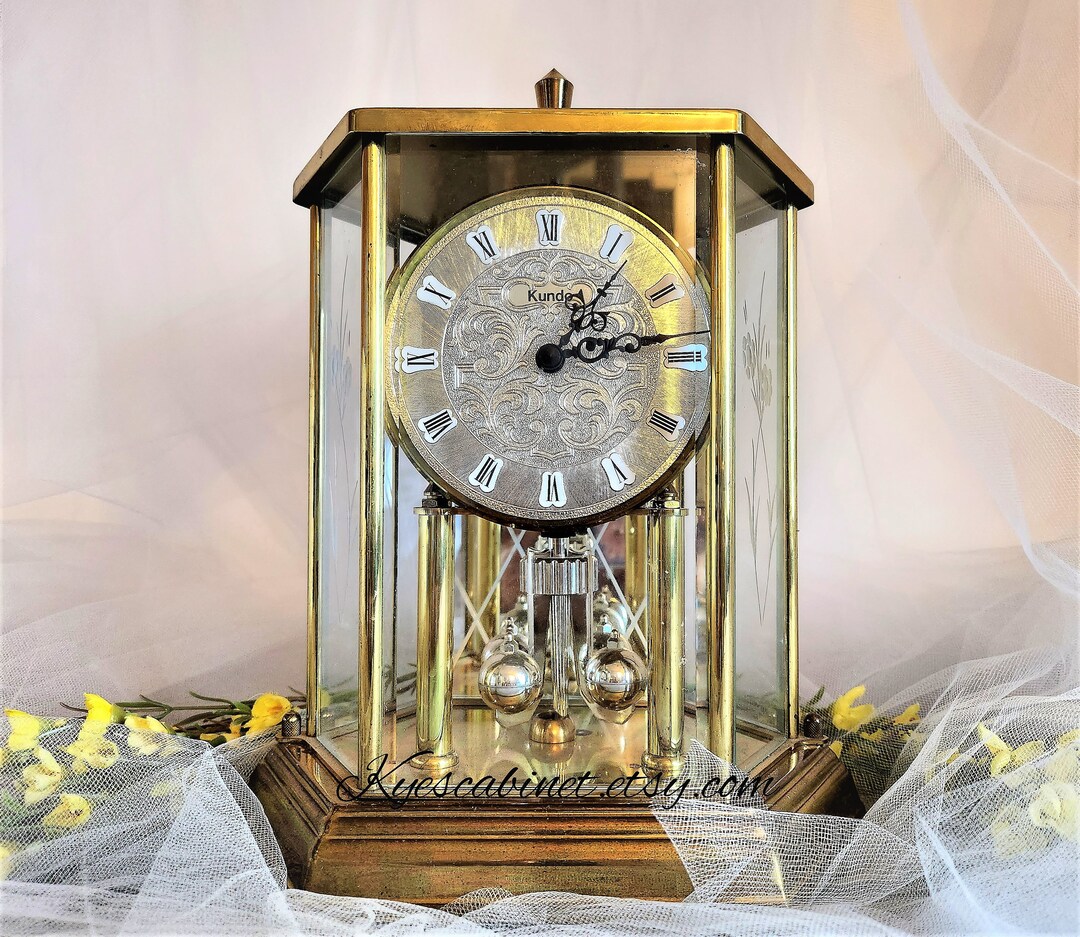 Kieninger & Obergfell Kundo Table Clock West Germany Brass Etsy